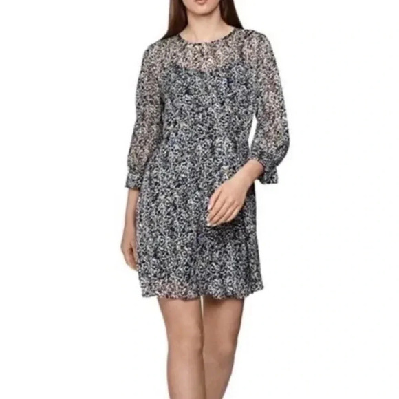 Reiss Charlotte Burnout Silk Blend Mini Dress Black Size 2 - Picture 2 of 12